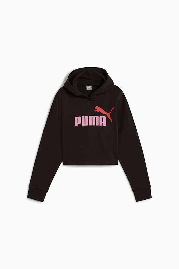 Essentials Logo Cropped Hoodie Youth, PUMA Black, extralarge