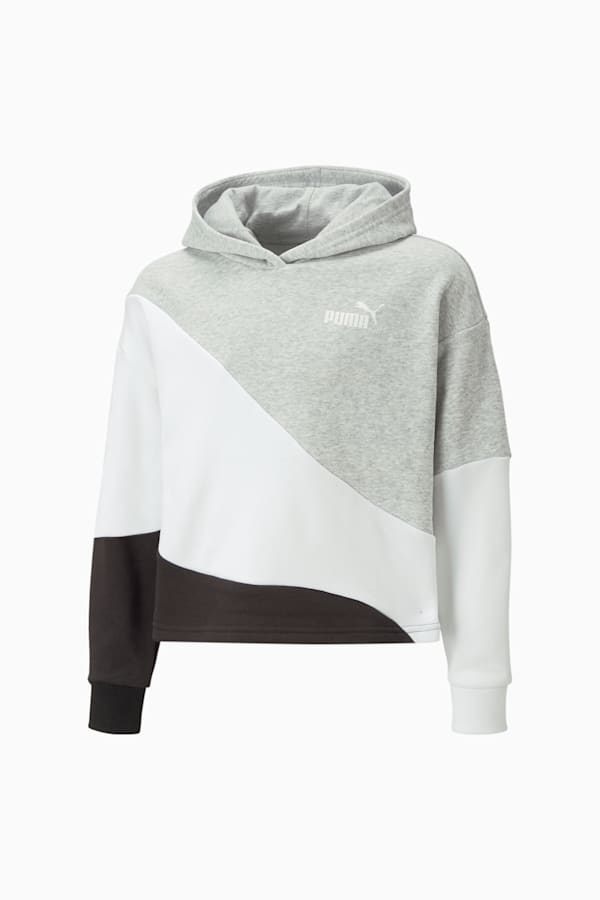 PUMA Power Cat Hoodie Youth, Light Gray Heather, extralarge