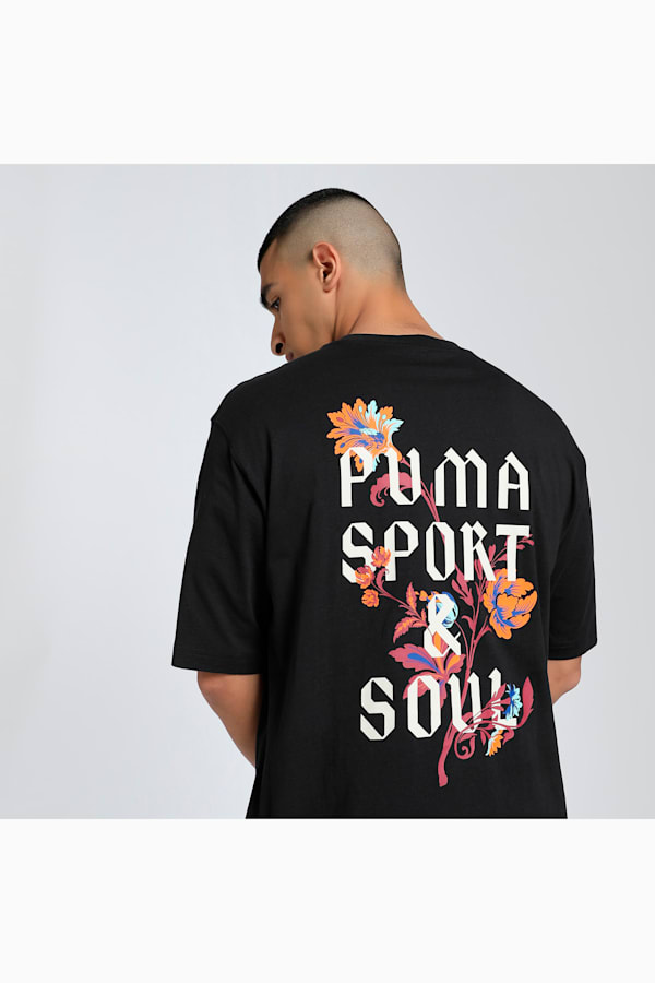 Floral Sport Graphic Boxy Tee Men, PUMA Black, extralarge-GBR