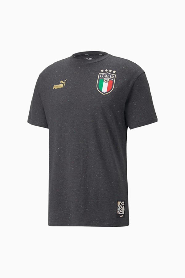 Italy ftblCulture Tee Men, Dark Gray Heather-Puma Team Gold, extralarge