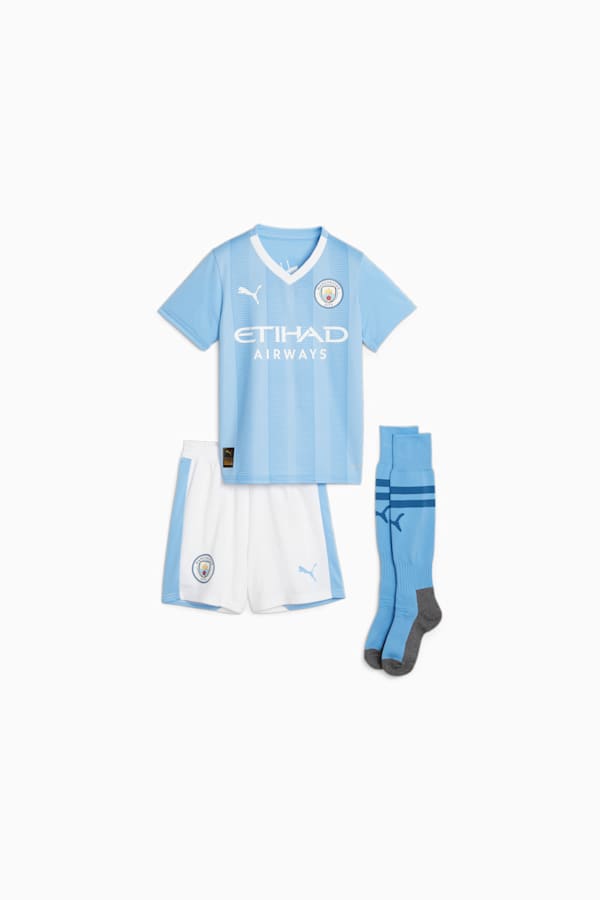 Manchester City F.C. Home Mini Kit Youth, Team Light Blue-PUMA White, extralarge