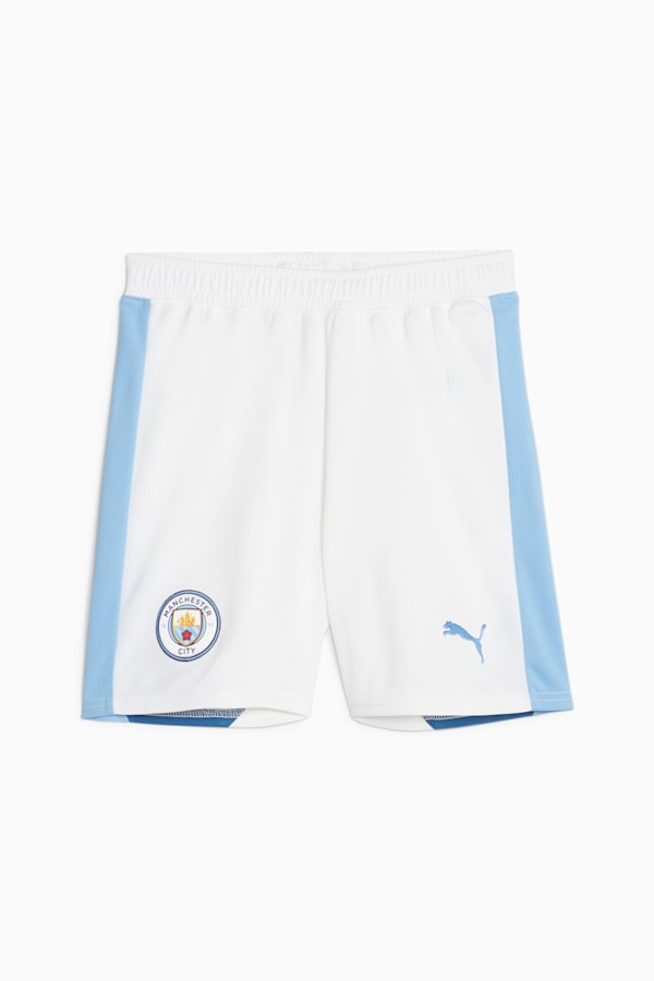 Manchester City Youth Football Shorts, PUMA White-Team Light Blue, extralarge