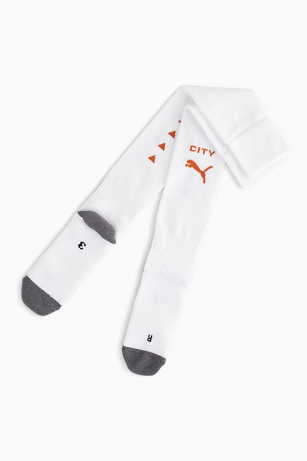 Manchester City Striped Football Socks, PUMA White-Cayenne Pepper, extralarge