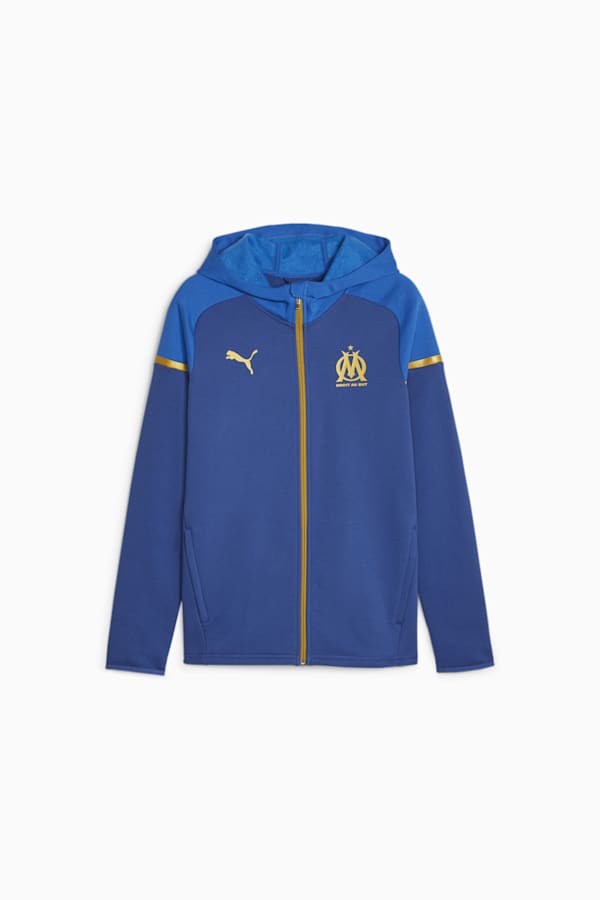 Olympique de Marseille Football Casuals Hooded Jacket, Clyde Royal-PUMA White, extralarge