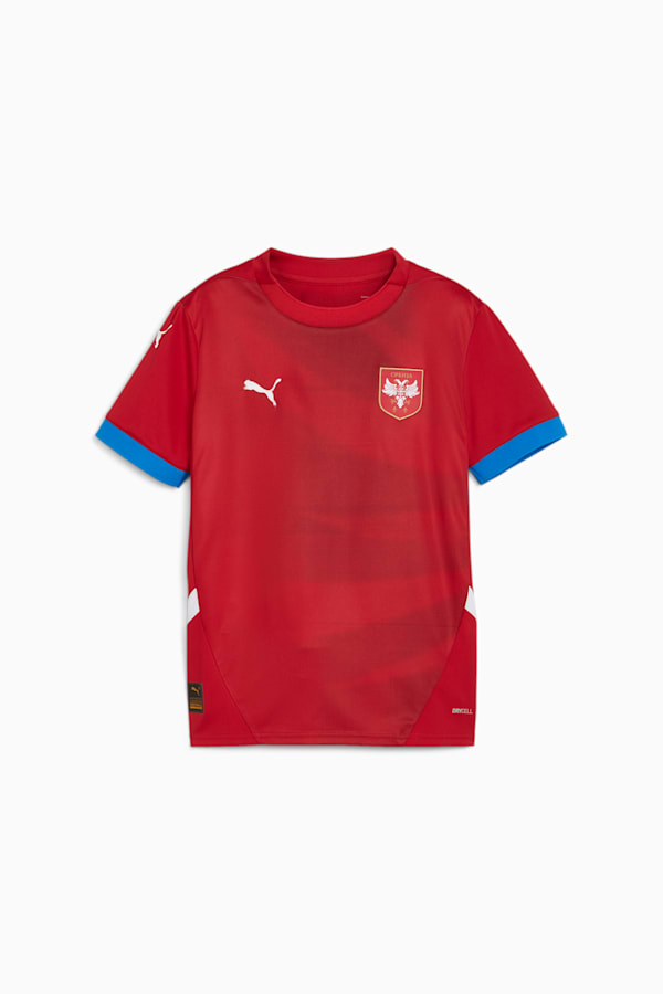 Serbia Football 2024 Youth Home Jersey, Dark Cherry-PUMA Team Royal, extralarge