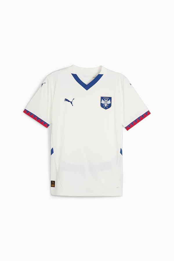 Serbia Football 2024 Men's Away Jersey, Warm White-Clyde Royal, extralarge