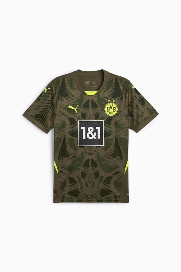 Borussia Dortmund 24/25 Goalkeeper Short Sleeve Jersey Men, Olive Drab-Myrtle, extralarge