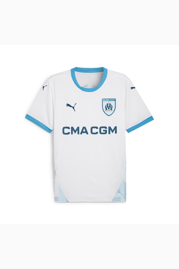 Olympique de Marseille 24/25 Home Jersey Men, PUMA White-Bleu Azur, extralarge