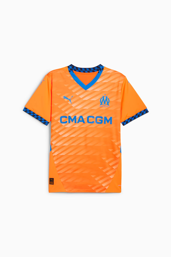 Olympique de Marseille 24/25 Third Jersey Men, Fluro Orange Pes-Cayenne Pepper-Racing Blue, extralarge
