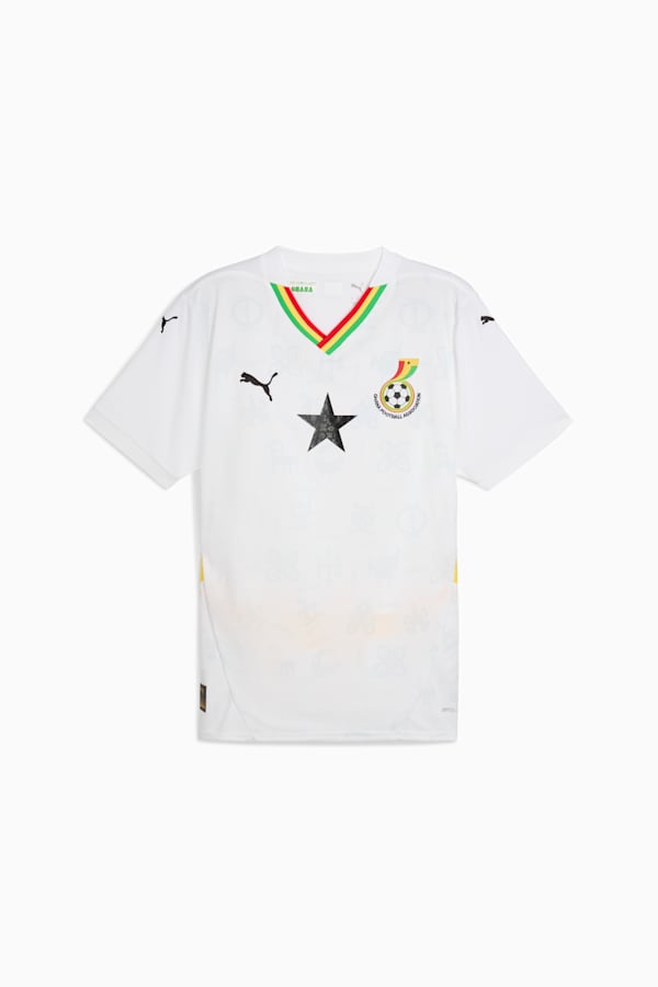 Ghana 2025 Home Jersey Men, PUMA White-Pelé Yellow, extralarge