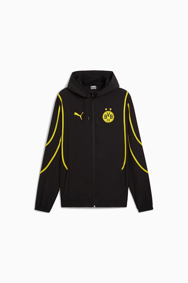 Borussia Dortmund Pre-match Woven Jacket Men, PUMA Black-Faster Yellow, extralarge