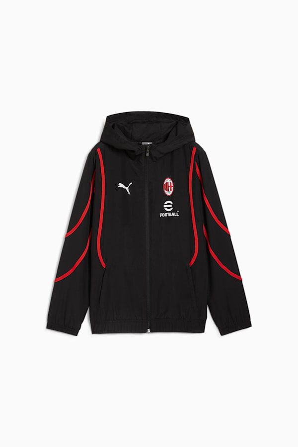 AC Milan Pre-match Woven Jacket Youth, PUMA Black-For All Time Red, extralarge