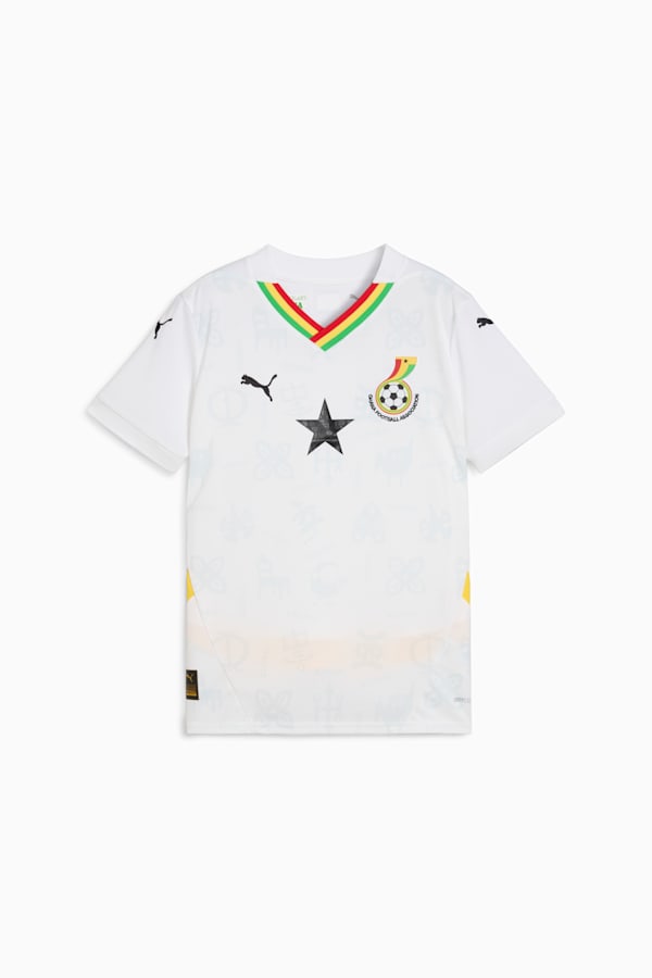 Ghana 2025 Home Jersey Youth, PUMA White-Pelé Yellow, extralarge