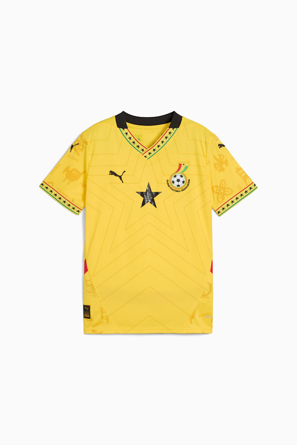 Ghana 2025 Away Jersey Youth, Pelé Yellow-PUMA Black, extralarge