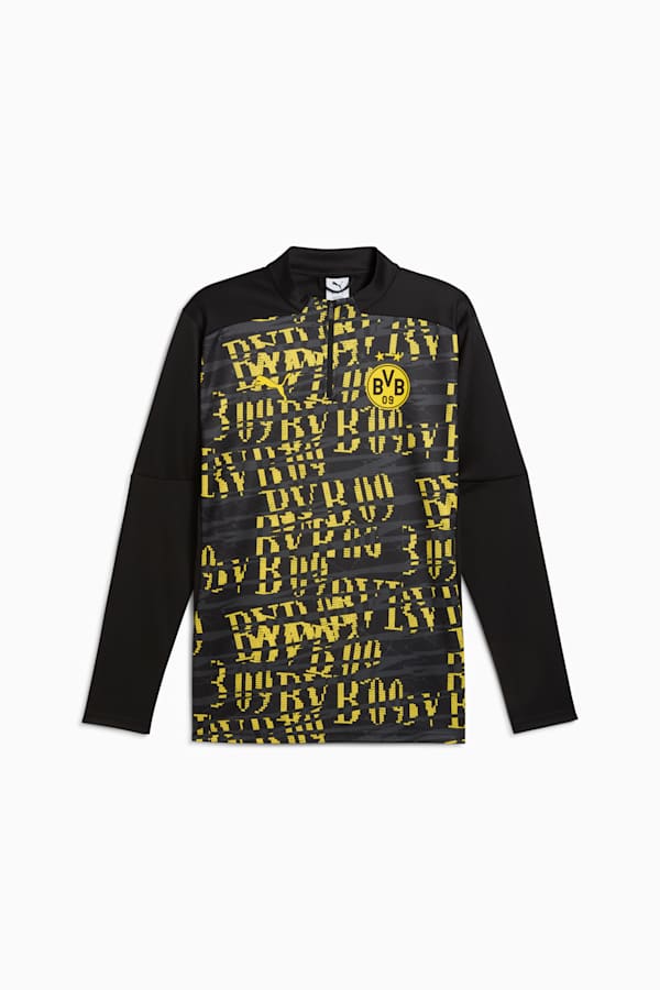 Borussia Dortmund Pre-match Quarter-Zip Top Men, PUMA Black-Faster Yellow, extralarge