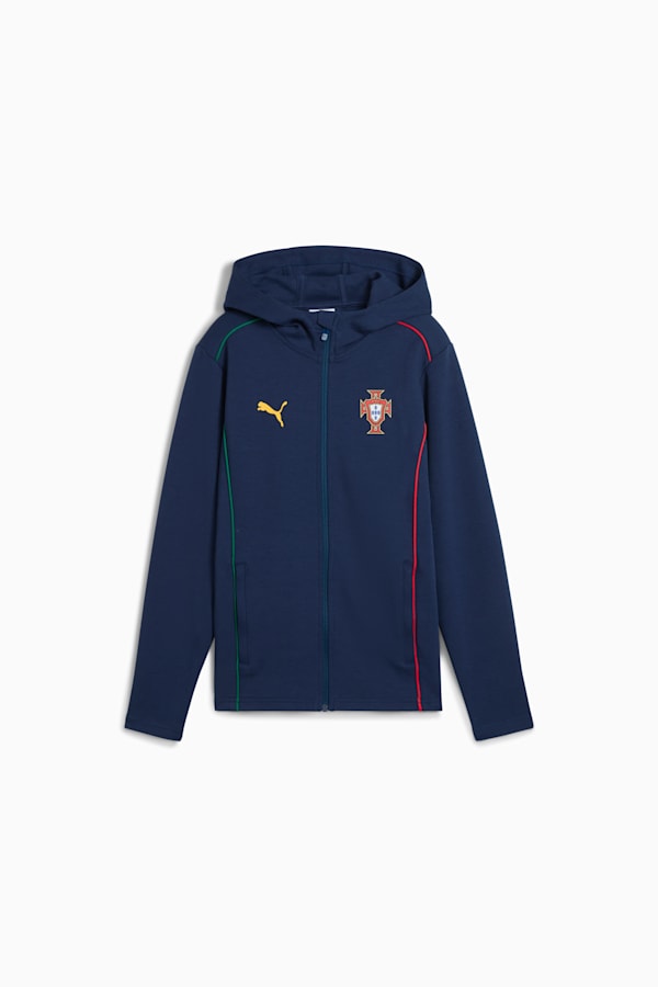 Portugal Casuals Full-Zip Hooded Jacket Youth, Persian Blue-Sunny Yellow, extralarge