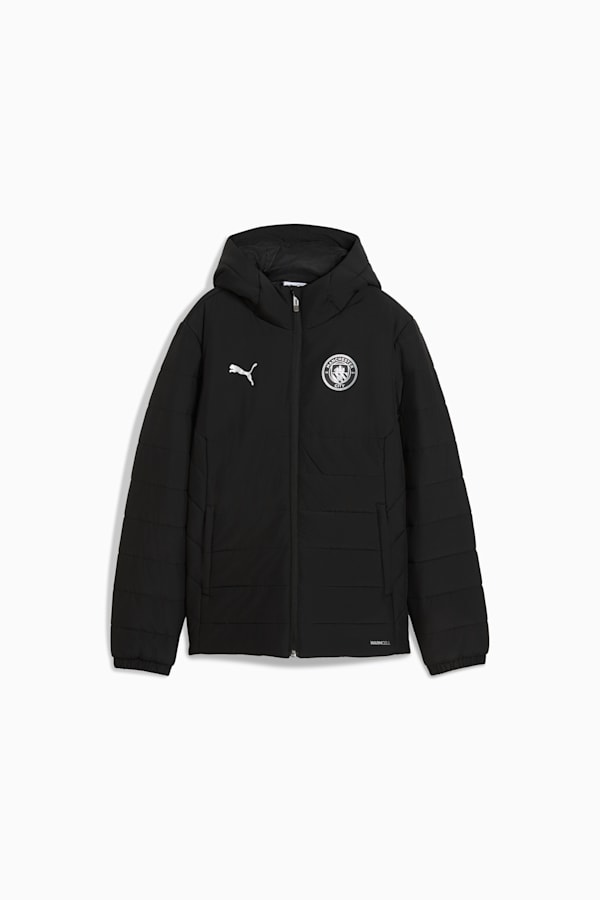 Manchester City Hooded Padded Jacket Youth, PUMA Black-PUMA Silver, extralarge-GBR