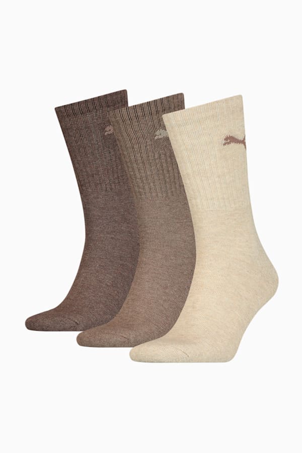 PUMA CREW SOCK 3P, light brown melange, extralarge