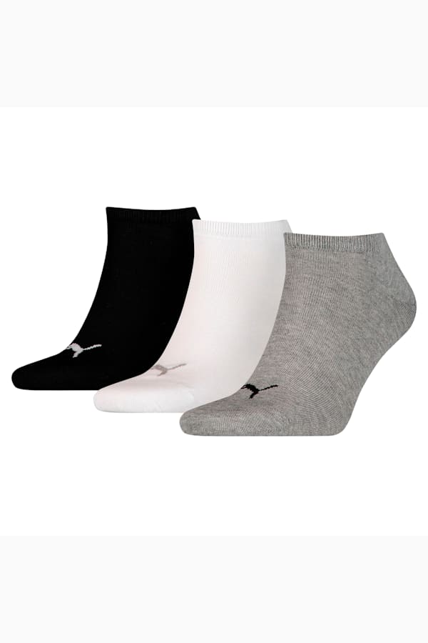 PUMA Unisex Plain Sneaker Trainer Socks 3 Pack, grey/white/black, extralarge
