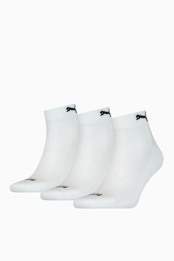 PUMA Unisex Cushioned Quarter Socks 3 Pack, white, extralarge