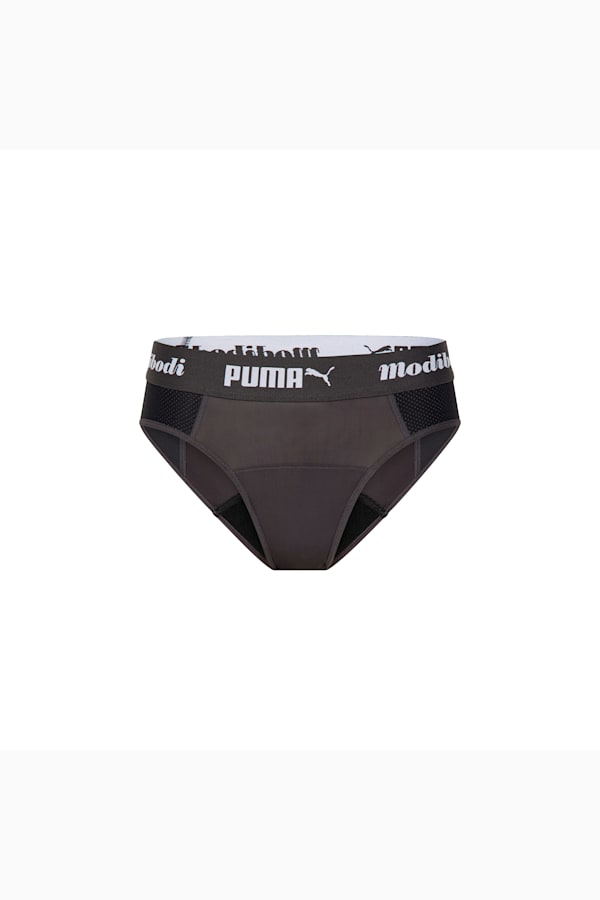 PUMA x Modibodi Active Brief (Moderate-Heavy), Black - Grey, extralarge