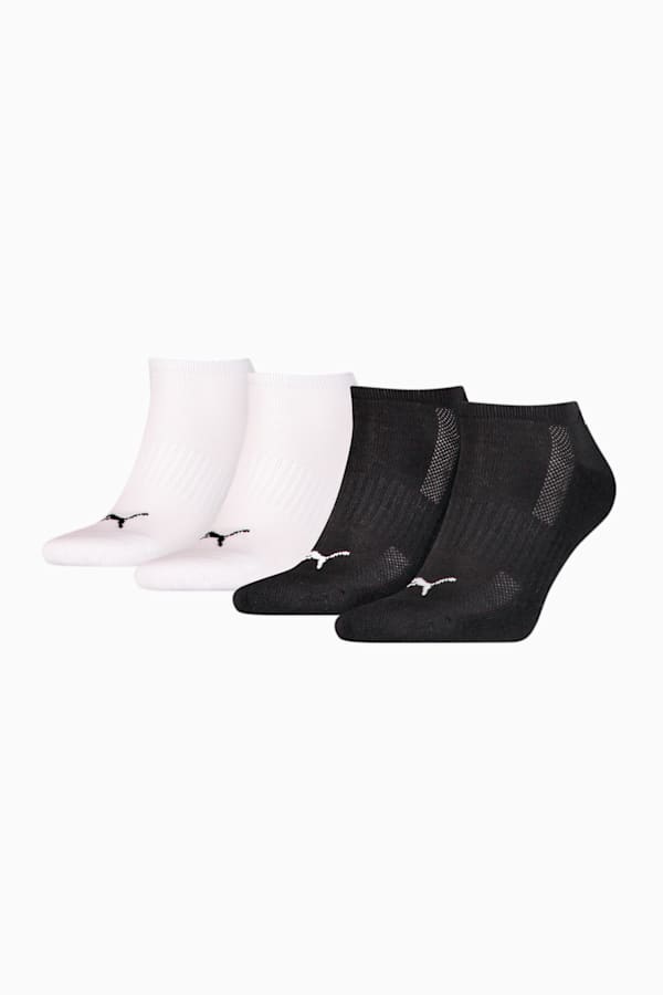 PUMA Unisex Cushioned Sneaker Socks 4 pack, black / white, extralarge