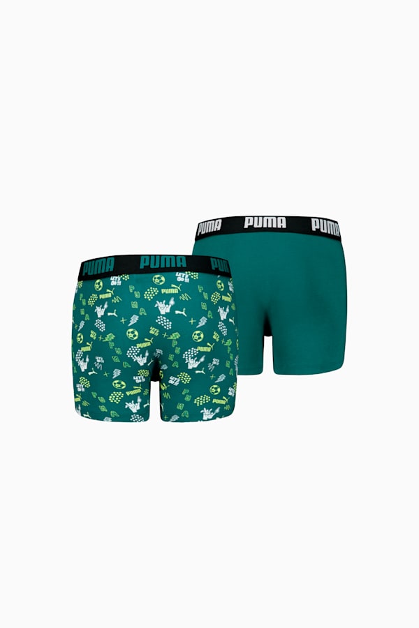 PUMA Kids' Printed Boxer Briefs 2 pack, Green Combo, extralarge-GBR