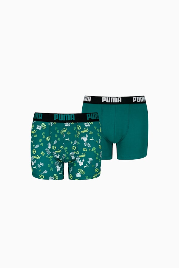 PUMA Kids' Printed Boxer Briefs 2 pack, Green Combo, extralarge-GBR