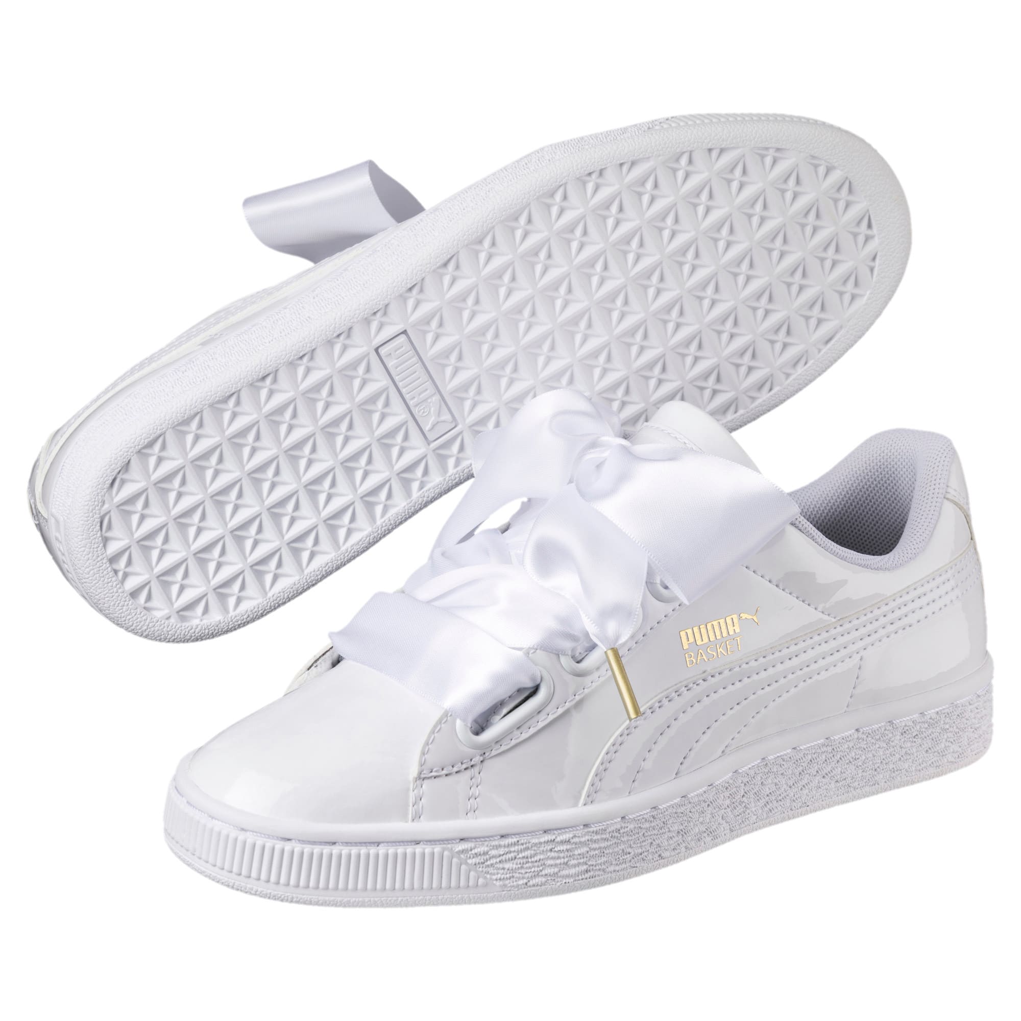 puma womens basket heart patent trainer