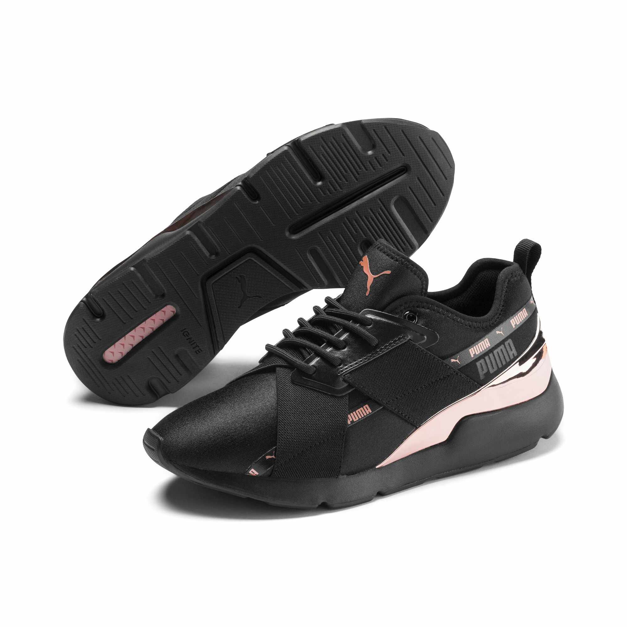 puma women's muse wn's sneaker black rose gold