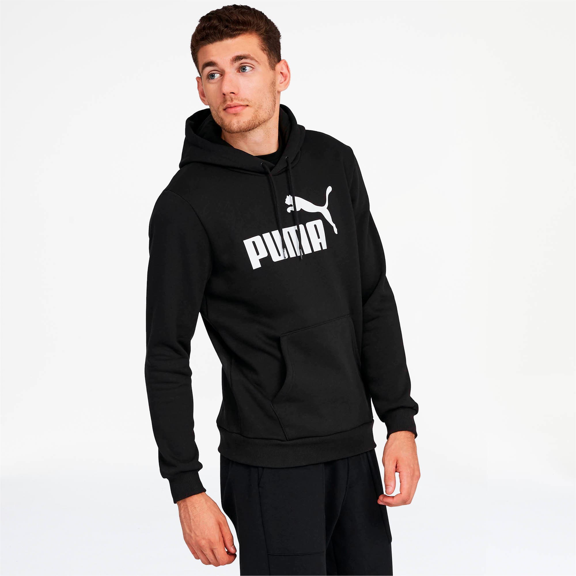 Essentials Men's Fleece Hoodie, Puma Black, large