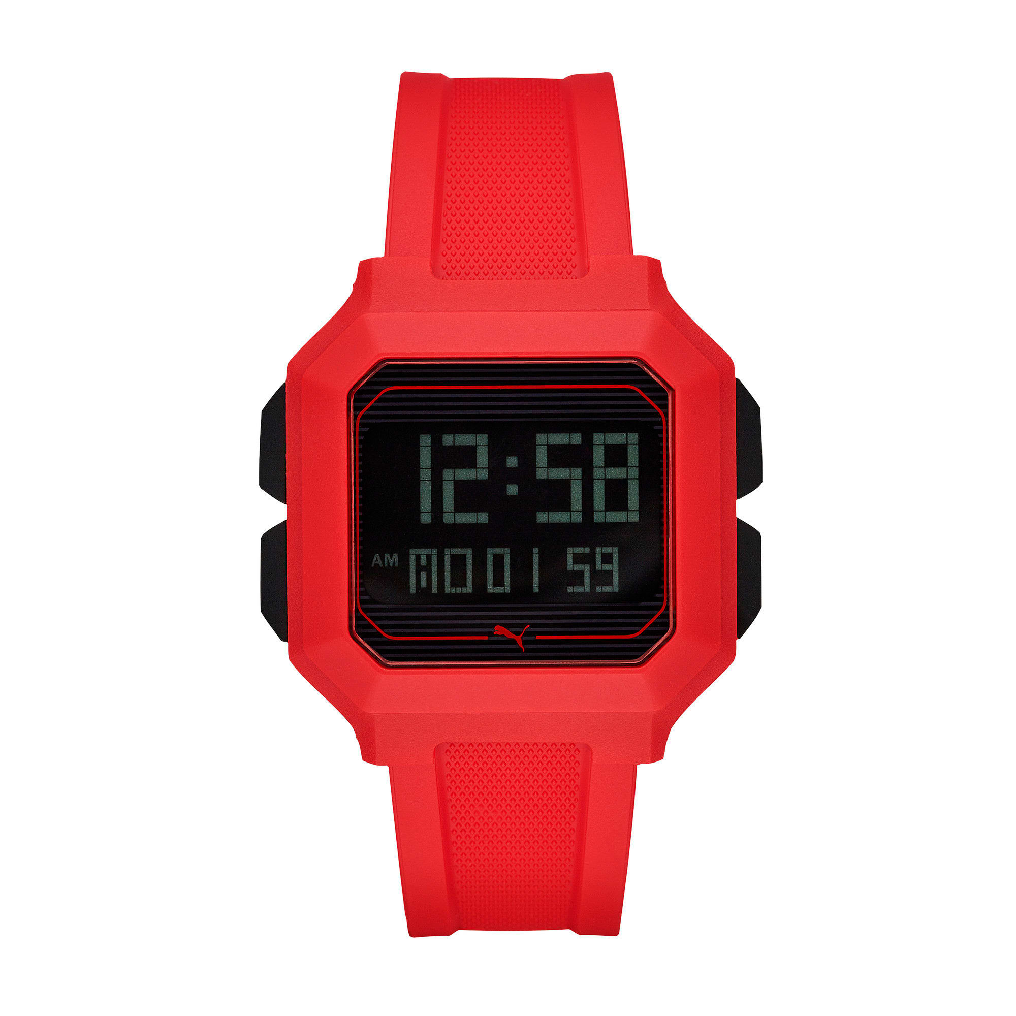 red digital watch