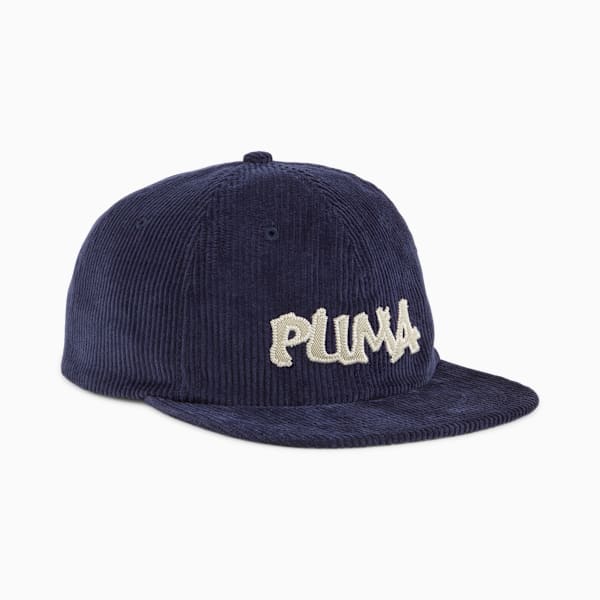 Gorra skater de corderoy con visera plana, Club Navy, large-MEX