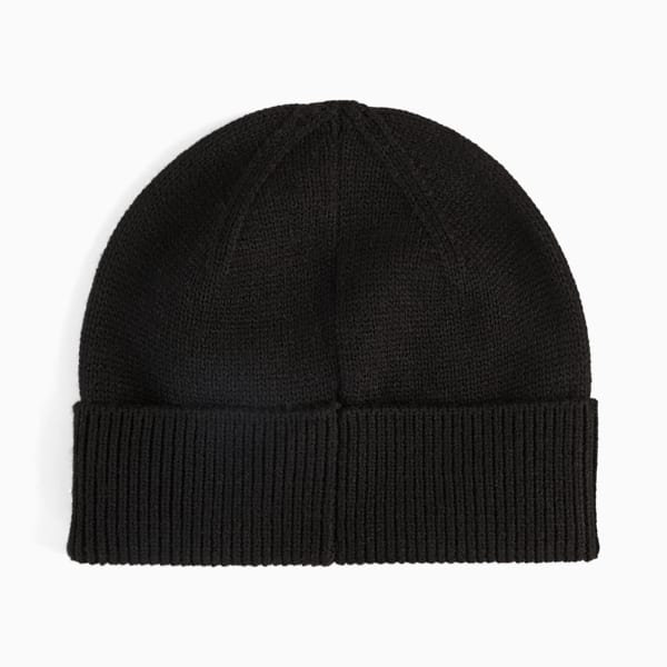 Essentials Elevated Rubber Patch Low Crown Beanie, PUMA Black, large-ZAF