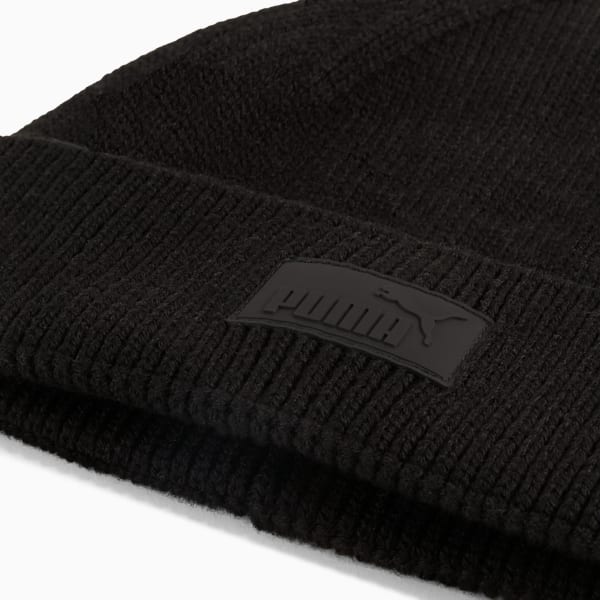 Essentials Elevated Rubber Patch Low Crown Beanie, PUMA Black, large-ZAF