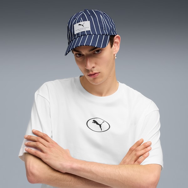 PUMA Class Striped Dad Cap, PUMA Navy-PUMA White, large-ZAF