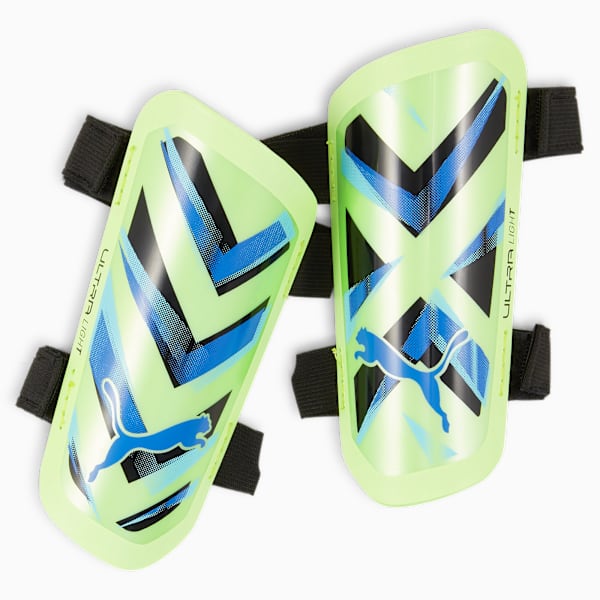 ULTRA Light Strap Football Shin Guards, Fizzy Apple-Bluemazing, large-MEX