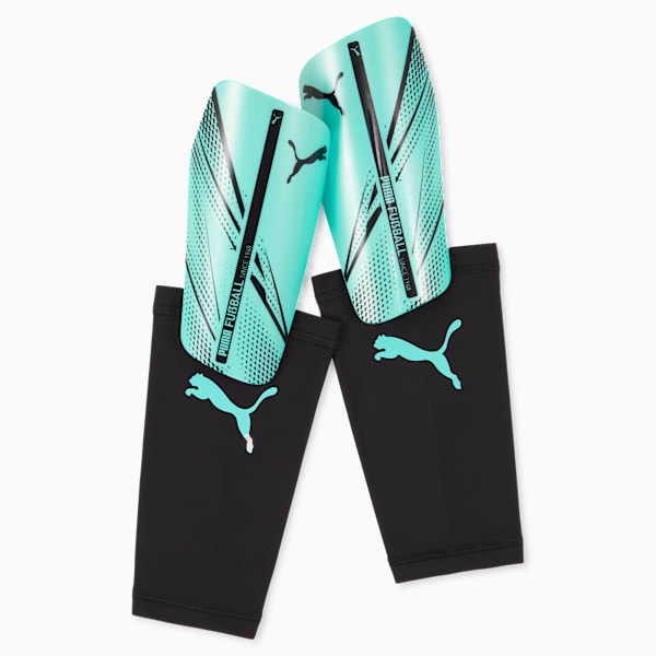 Espinilleras de fútbol ATTACANTO, Electric Peppermint-PUMA Black, large-MEX