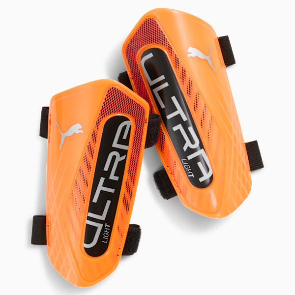 ULTRA Light Football Strap Shinguards, Heat Fire-Glowing Red-PUMA Black, large-ZAF