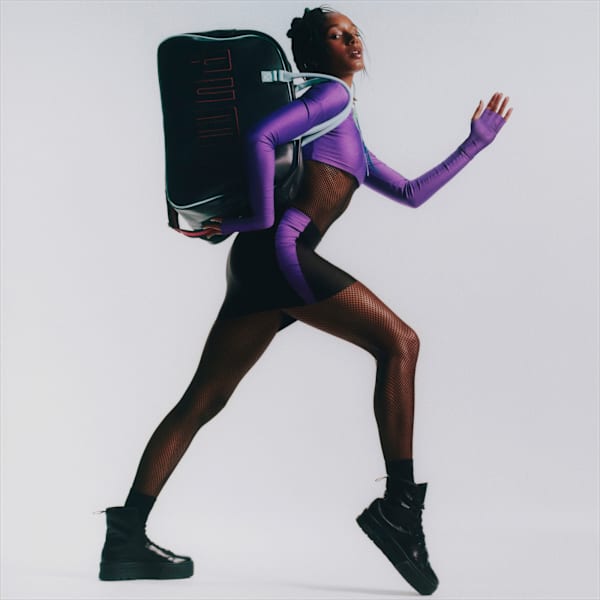 PUMA x DUA LIPA Grip Bag Women, Puma Black-Poppy Red-Light Aqua, large-ZAF