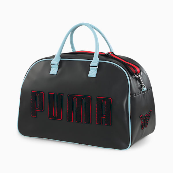 PUMA x DUA LIPA Grip Bag Women, Puma Black-Poppy Red-Light Aqua, large-ZAF