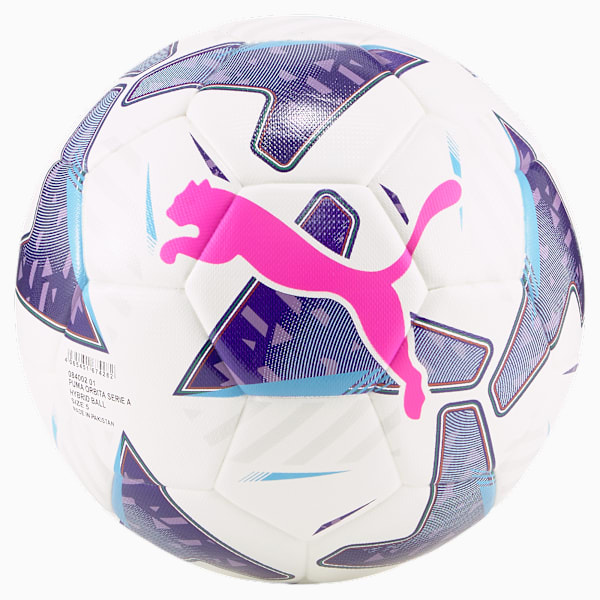 Pelota de fútbol PUMA Orbita Serie A Hybrid, Puma White-Blue Glimmer-Sunset Glow, large-ARG