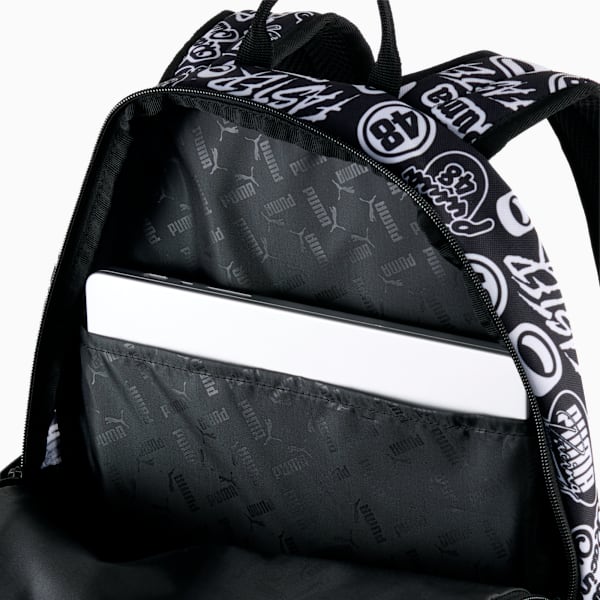 PUMA Academy 29L All-Over Print Backpack, PUMA Black-Turbo AOP, large-ZAF