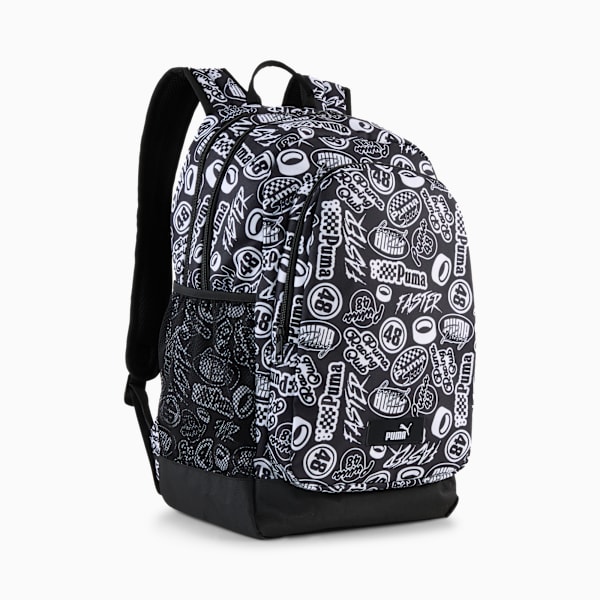 PUMA Academy 29L All-Over Print Backpack, PUMA Black-Turbo AOP, large-ZAF