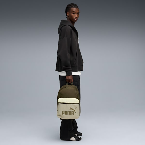 PUMA Phase Colour-block Backpack, Dark Olive-Lux Army-Colorblock, large-ZAF