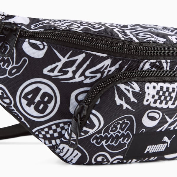 Academy 2L Waist Bag, PUMA Black-Turbo AOP, large-ZAF