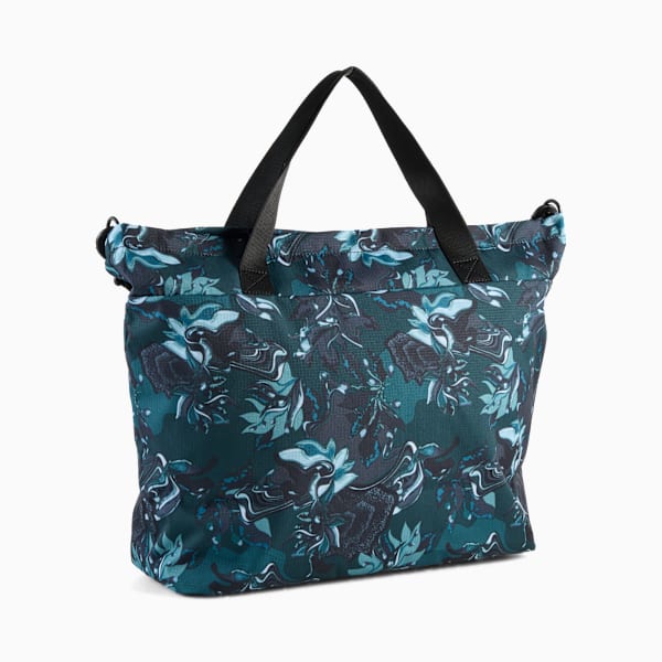 Essentials Training Floral Ribbon 19L Shopper Bag, Green Terrain-PUMA Black-AOP, large-ZAF