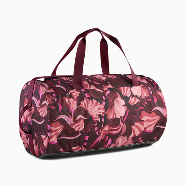 Essentials Training Floral Ribbon 28.5L Barrel Bag, Ruby Shimmer-Poised Pink-AOP, large-MEX