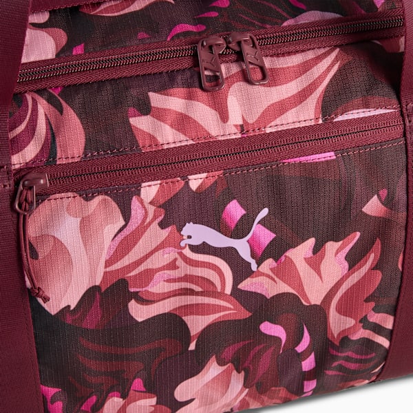 Essentials Training Floral Ribbon 28.5L Barrel Bag, Ruby Shimmer-Poised Pink-AOP, large-MEX