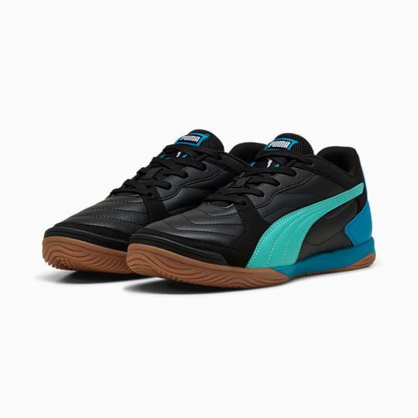 Botines de futsal PRESSING IV, PUMA Black-Aquatic-Tropical Blue-PUMA White, large-ARG